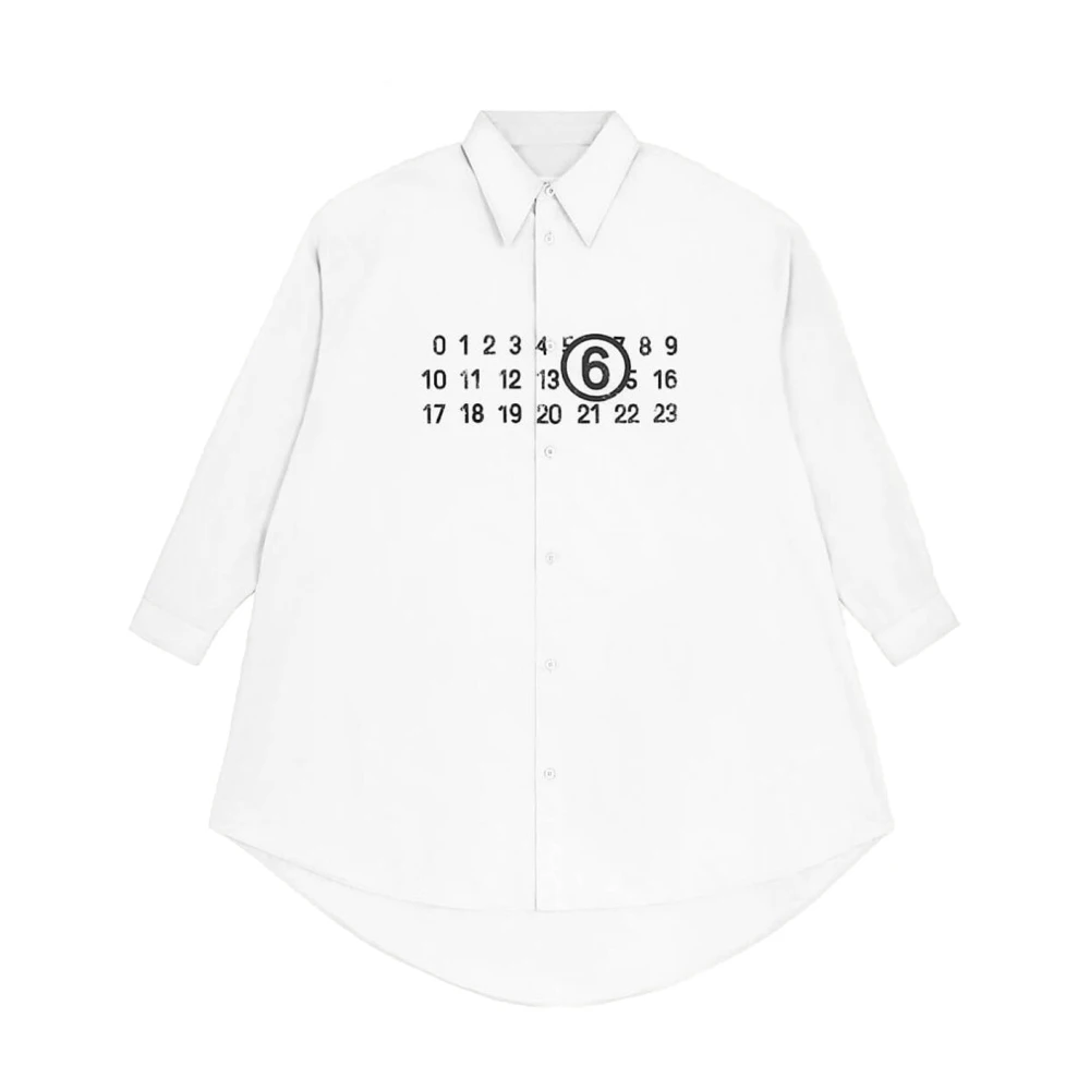 MM6 Maison Margiela Oversize Shirt Dress met Dropped Shoulders White Dames