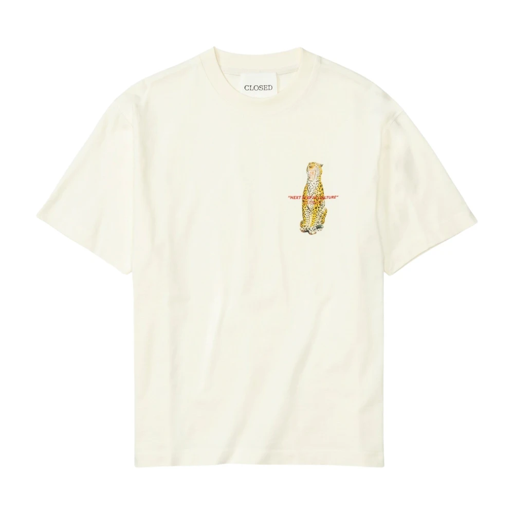 Closed Korte mouw ronde hals T-shirt met voorkant print White Heren