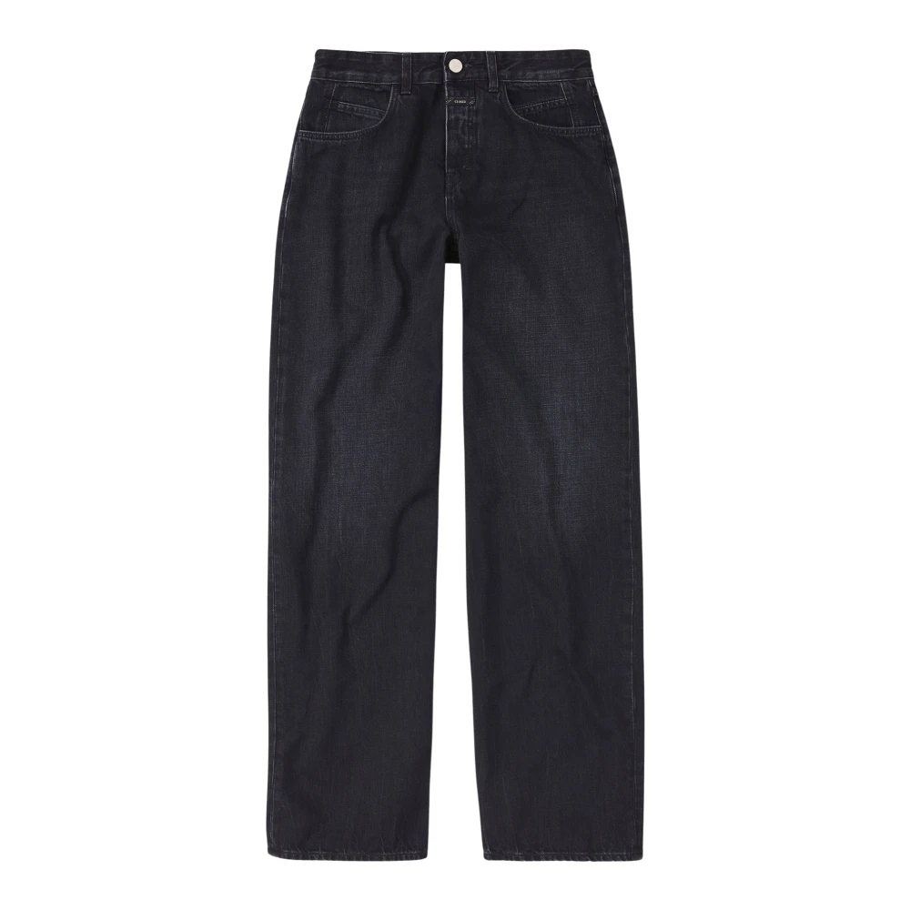 Closed Zwarte wide-leg denim broek met norHeren taille Black Dames