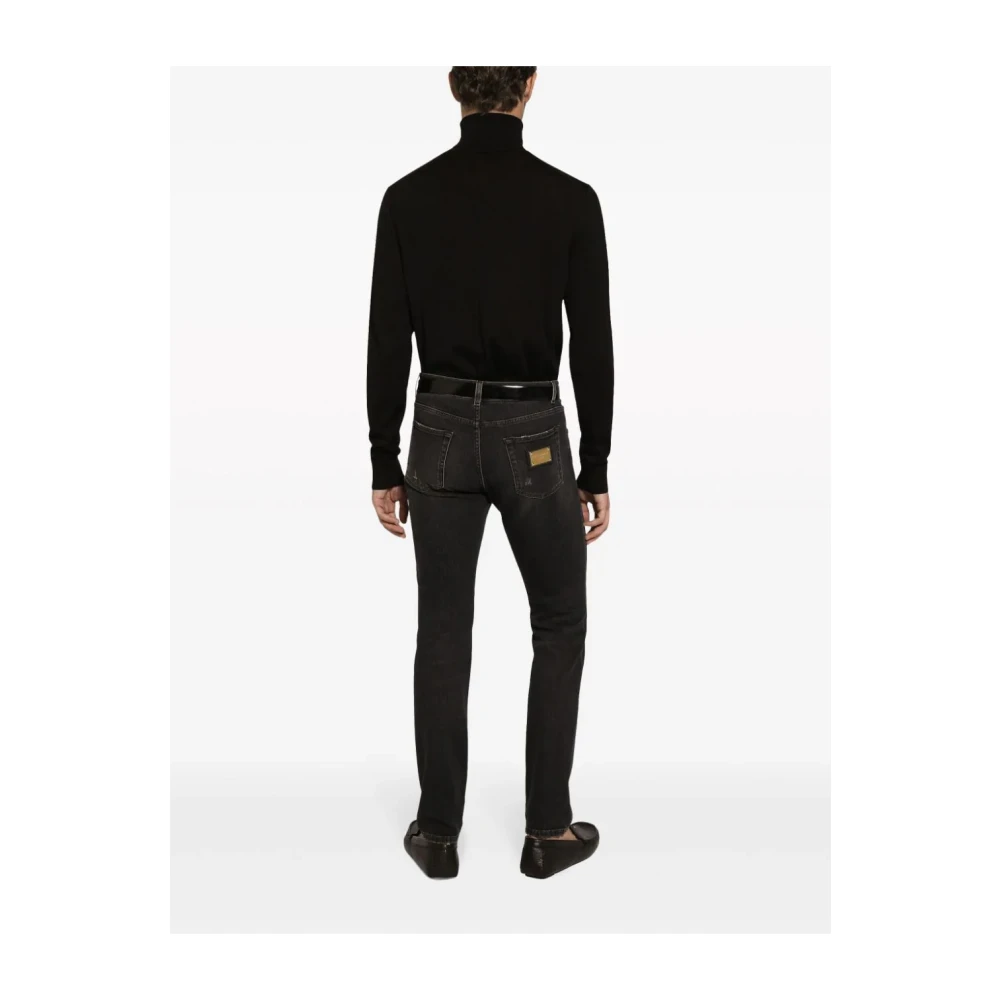 Dolce & Gabbana Zwarte Slim-Fit Stretch Denim Jeans Black Heren