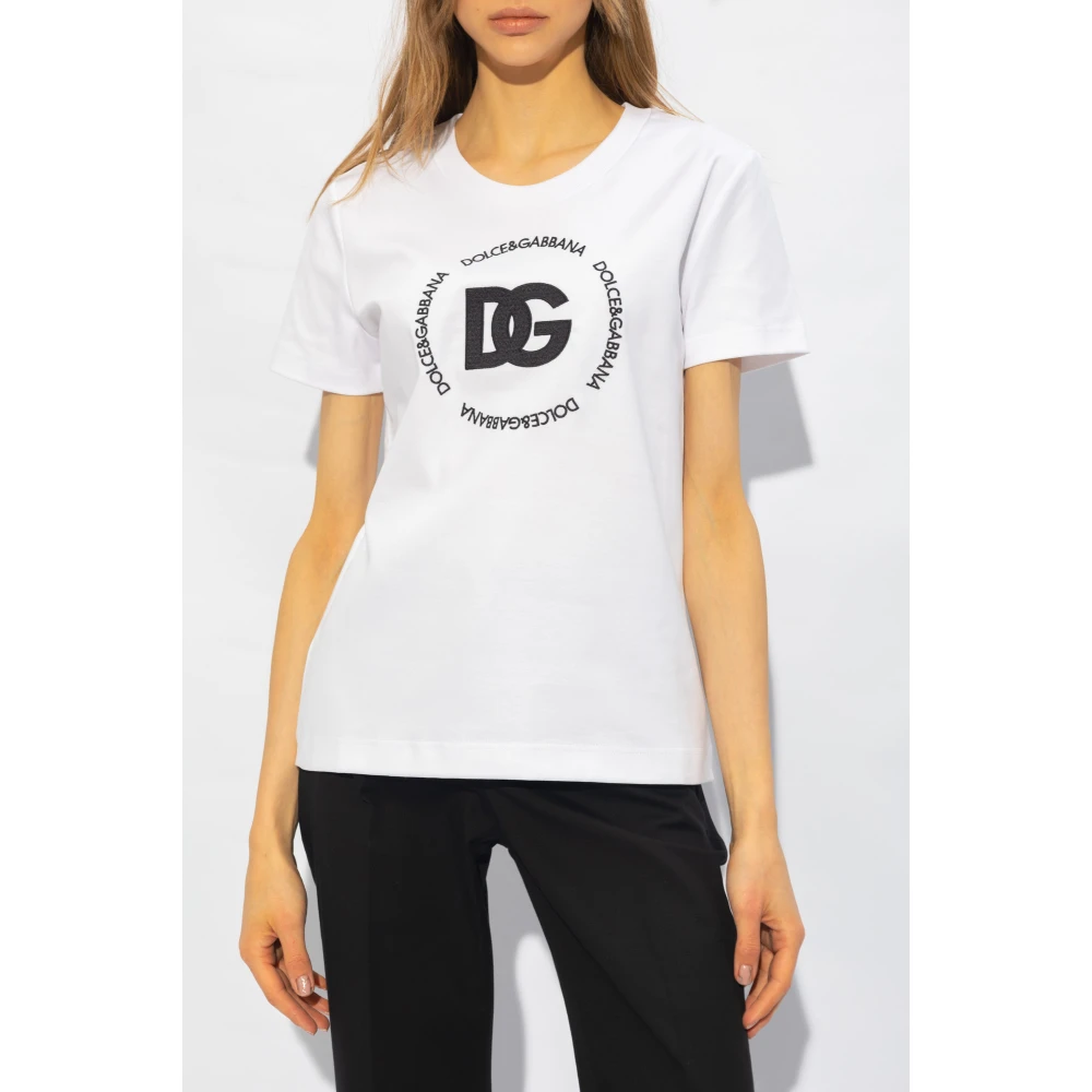 Dolce & Gabbana T-shirt met logo White Dames