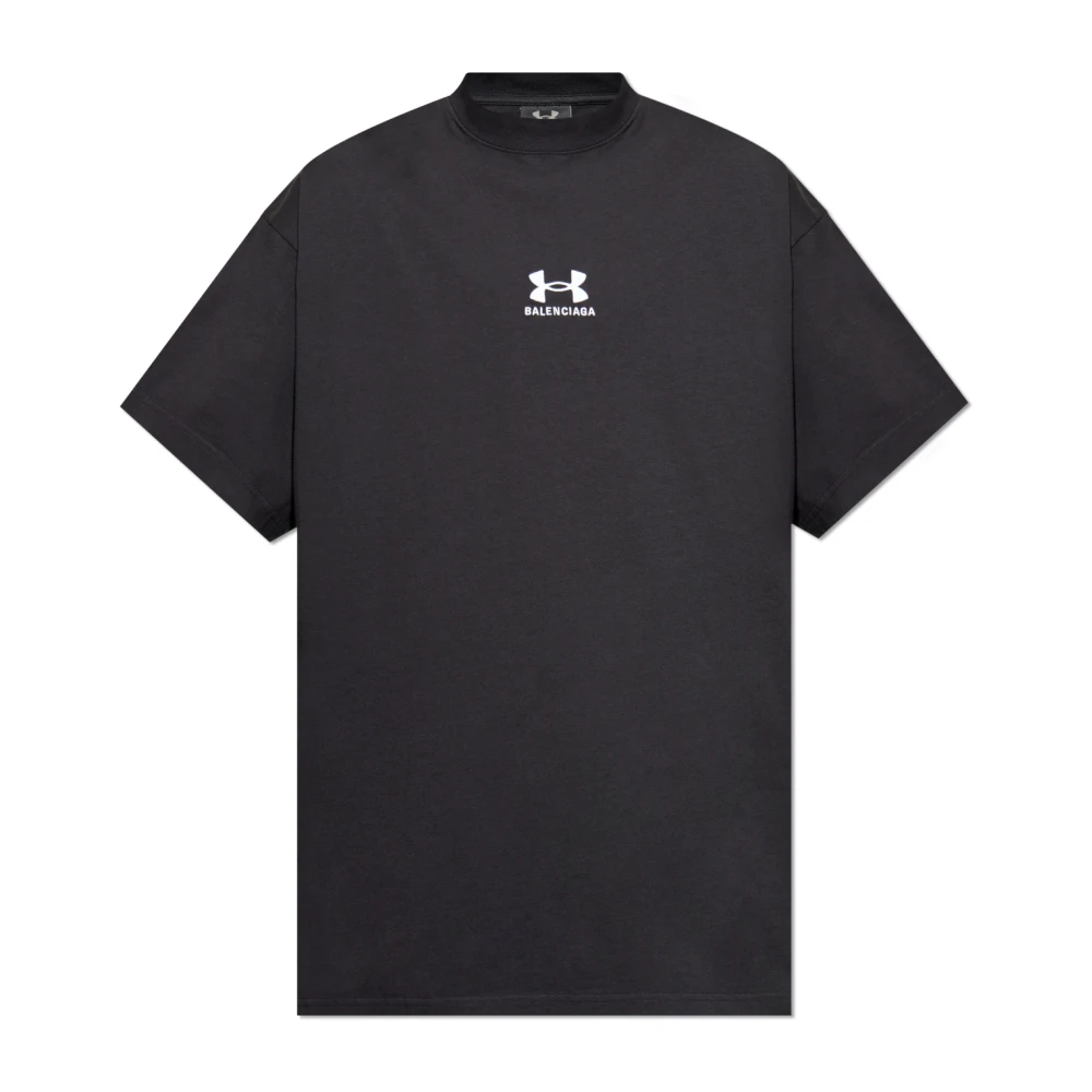 Balenciaga T-shirt met Geborduurd Logo Black Heren
