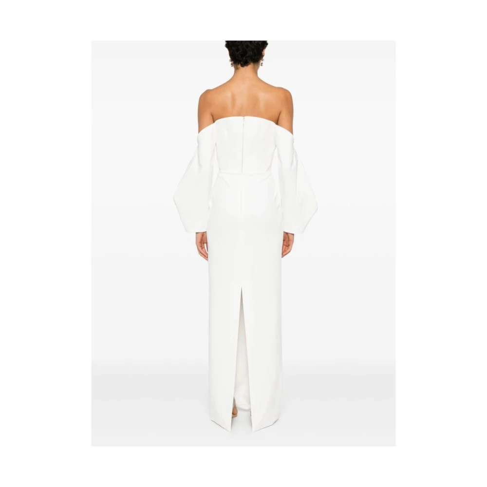 Solace London Witte Off-Shoulder Gedrapeerde Jurk White Dames