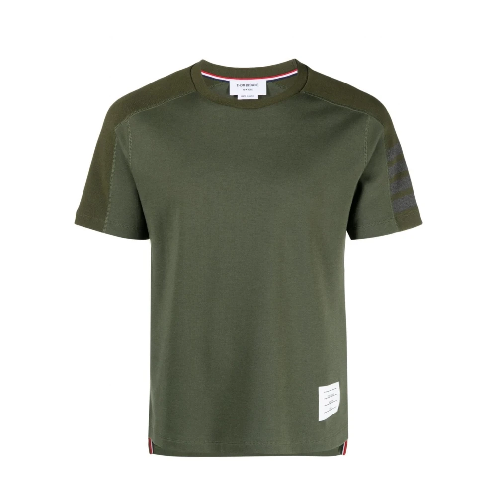 Thom Browne 4 Bar Stripe Groen Katoenen T-Shirt Green Heren