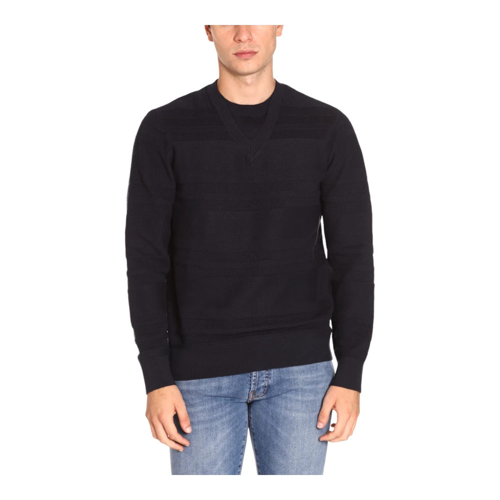 Armani Exchange Blauwe gestreepte trui Casual Chic stijl Blue Heren
