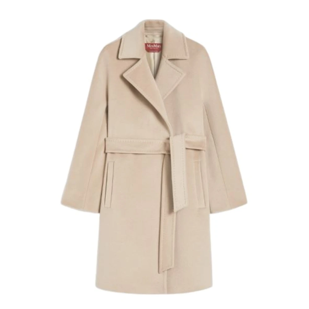 Max Mara Studio Beige Belted Coats, Female, M, Scire Robe Coat
