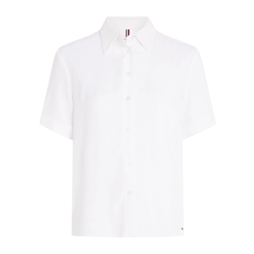 Tommy Hilfiger Damesoverhemd met korte mouwen in effen kleur White Dames