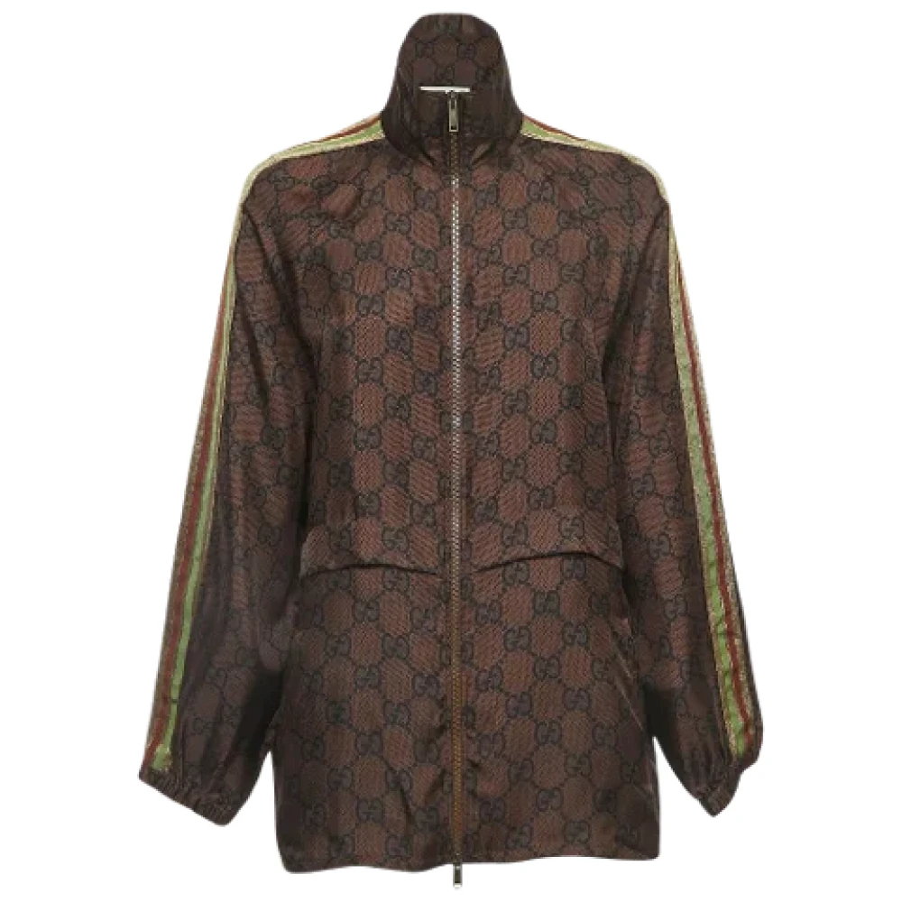 Gucci Vintage Pre-owned Silk outerwear Brown Dames