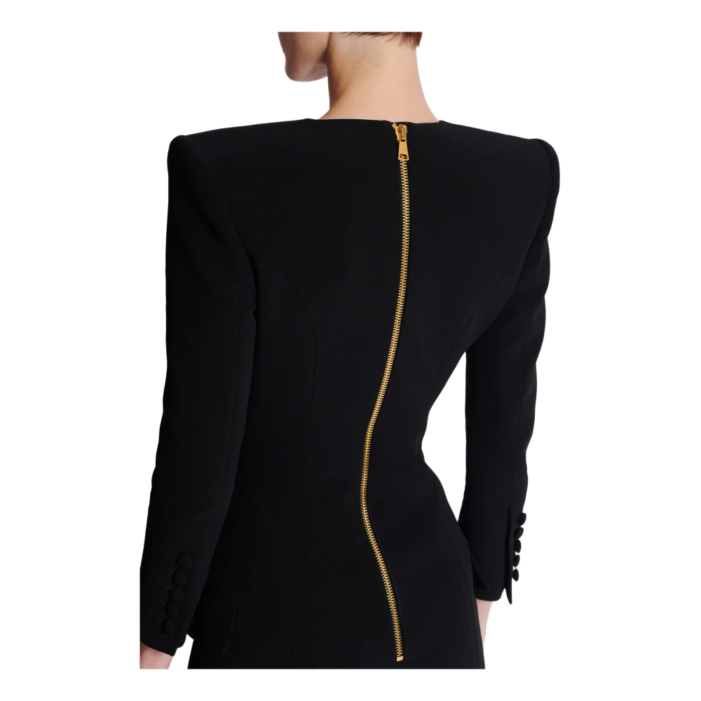 Balmain Korte tweekleurige crêpe jurk Black Dames