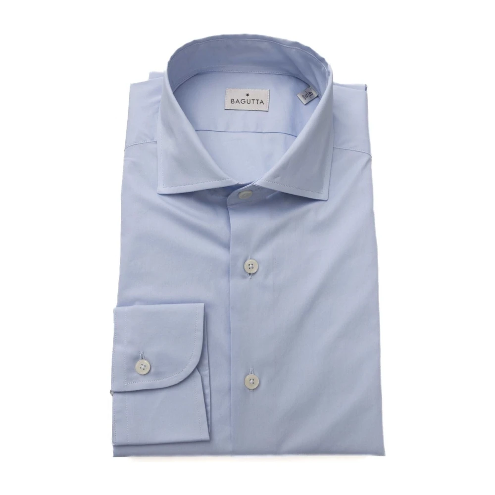 Bagutta Elegante Slim Fit Overhemd met Franse Kraag Blue Heren