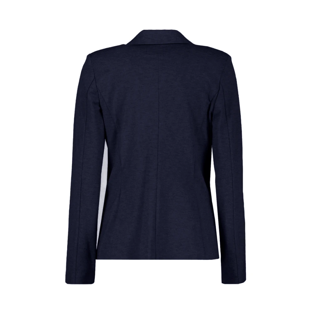 Marella Blauwe Jersey Blazer met Revers Kraag Blue Dames