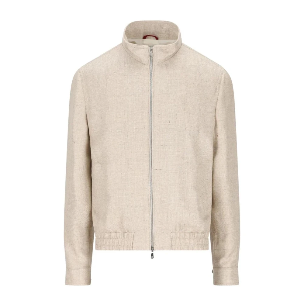 Brunello Cucinelli Men's Beige Suede Bomber Jacket - Light Jackets - L - Jackets