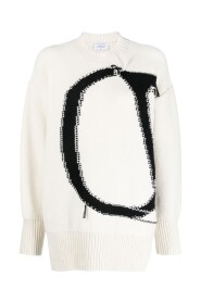 Locker geschnittener Wollpullover mit Off-White Logo