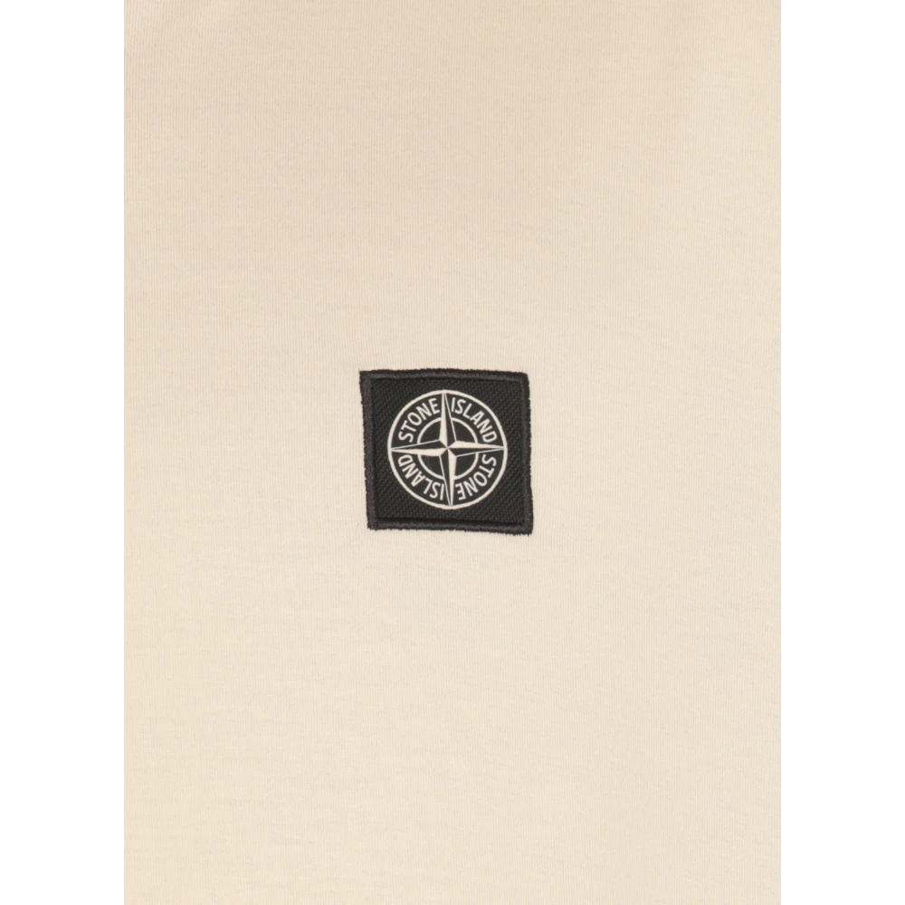 Stone Island Beige Katoenen T-shirt met Logopatch Beige Heren