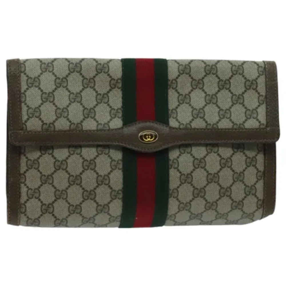 Gucci Vintage Pre-owned Leather clutches Brown Dames