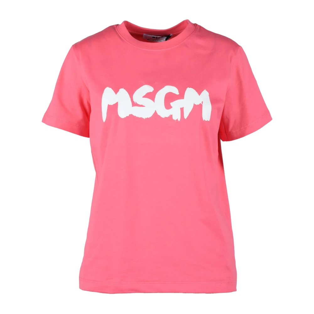 Msgm Katoenen T-shirt met Unieke Stijl Pink Dames