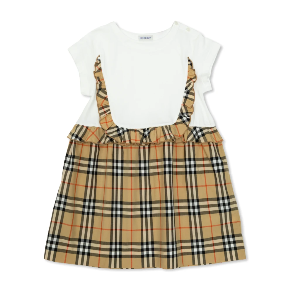 Burberry Unisex Beige Dress With A Check Pattern