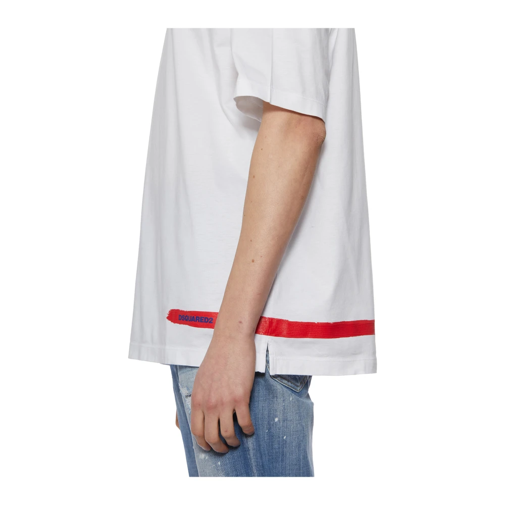 Dsquared2 Katoenen Print T-Shirt White Heren