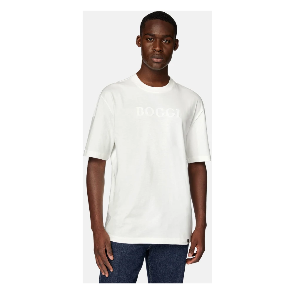 Boggi Milano Katoenen Jersey T-shirt White Heren