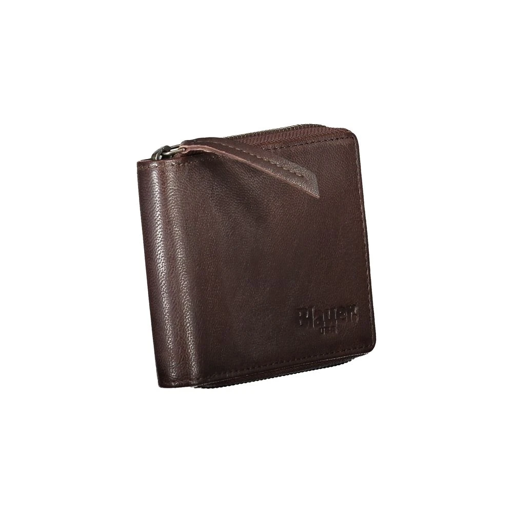 Blauer Elegante Leren Portemonnee in Bruin Brown Heren