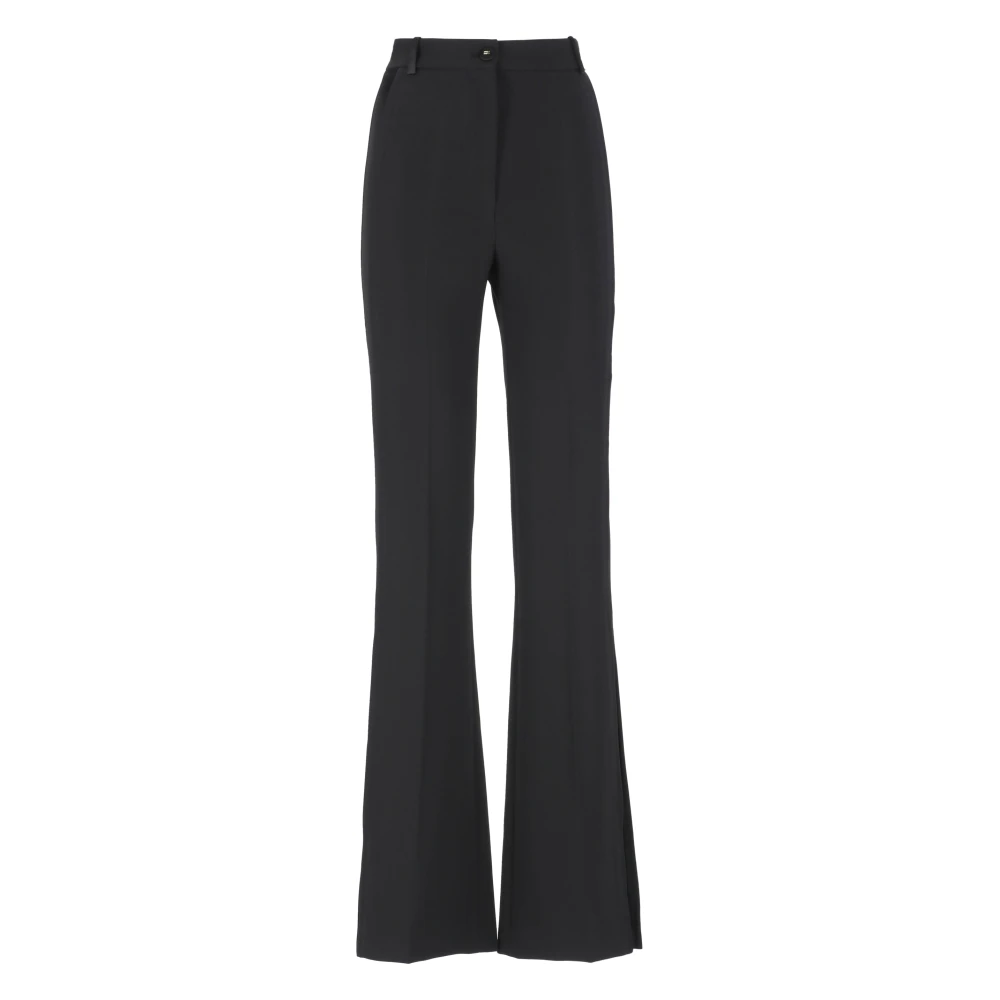 Elisabetta Franchi Zwarte Crêpe Broek met Zijzakken Black Dames