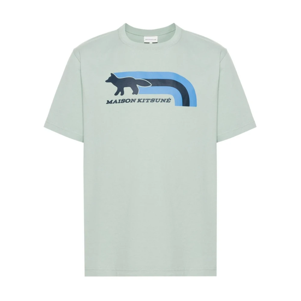 Maison Kitsuné Kortärmad Jersey Tee med Flash Fox Green, Herr