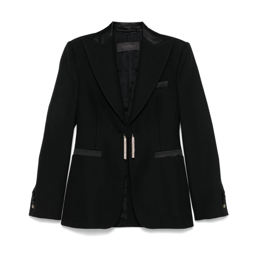 Max Mara Elegante Wol Single-Breasted Zwarte Jas Black Dames