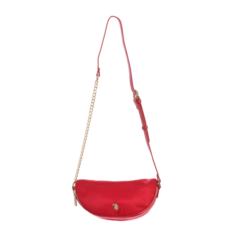 U.s. Polo Assn. Women's Red Synthetic Shoulder Bag With Zipper Closure