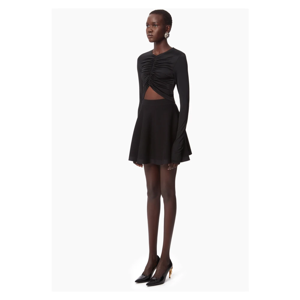 Nina Ricci Zwarte Wolmix Mini Flared Rok Black Dames