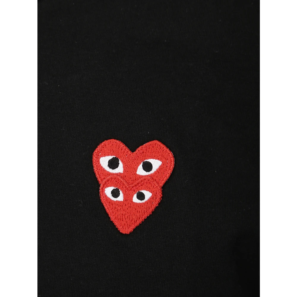 Comme des Garçons Play Zwart T-shirt met dubbel hart reguliere pasvorm ronde hals Black Heren