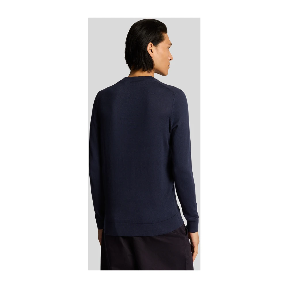 Lyle & Scott Mid Knits Tonal Superfine Crew Neck Jumper Blue Heren