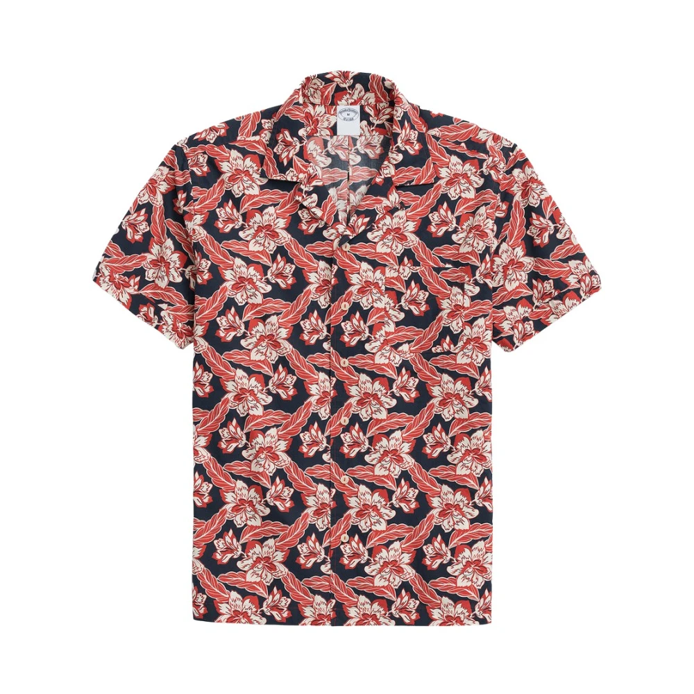 Brooks Brothers Navy Rood Katoenen Poplin Overhemd met Bloemendruk Multicolor Heren