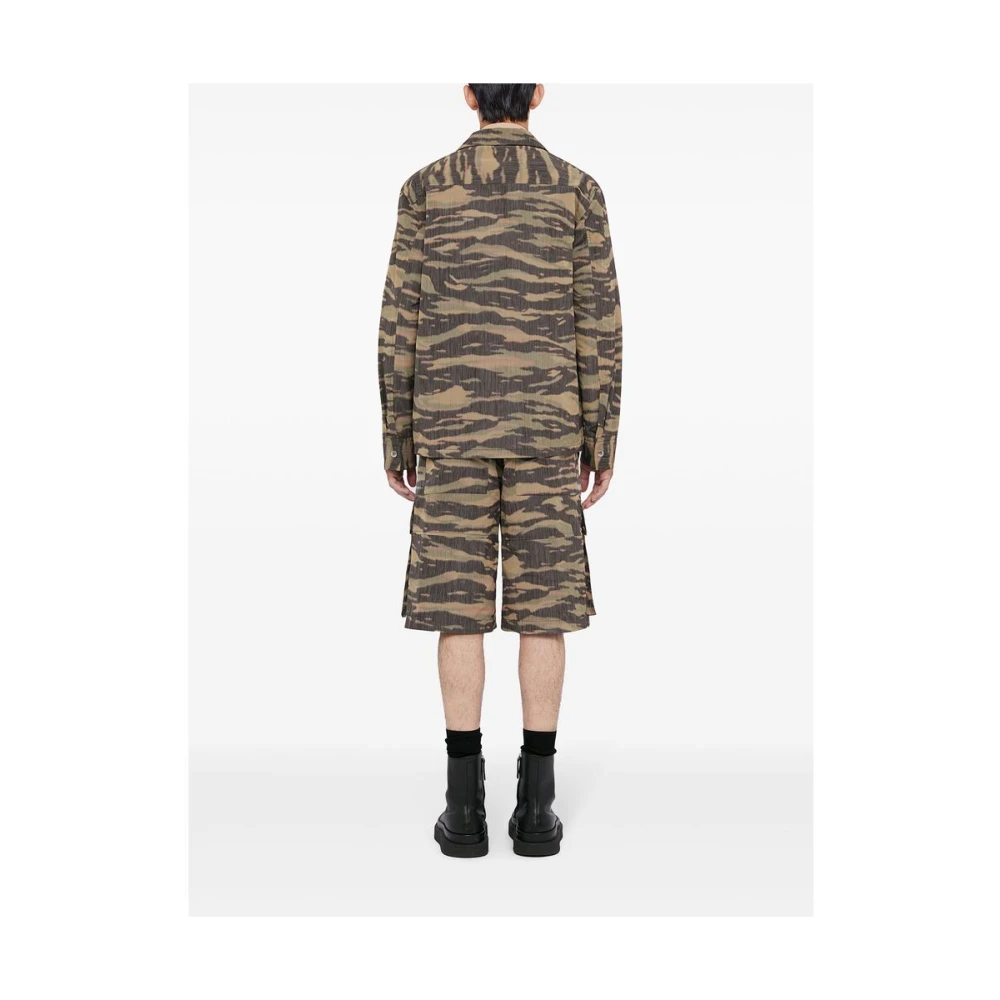 Jil Sander Zebra Print Zijden Overhemd Green Heren