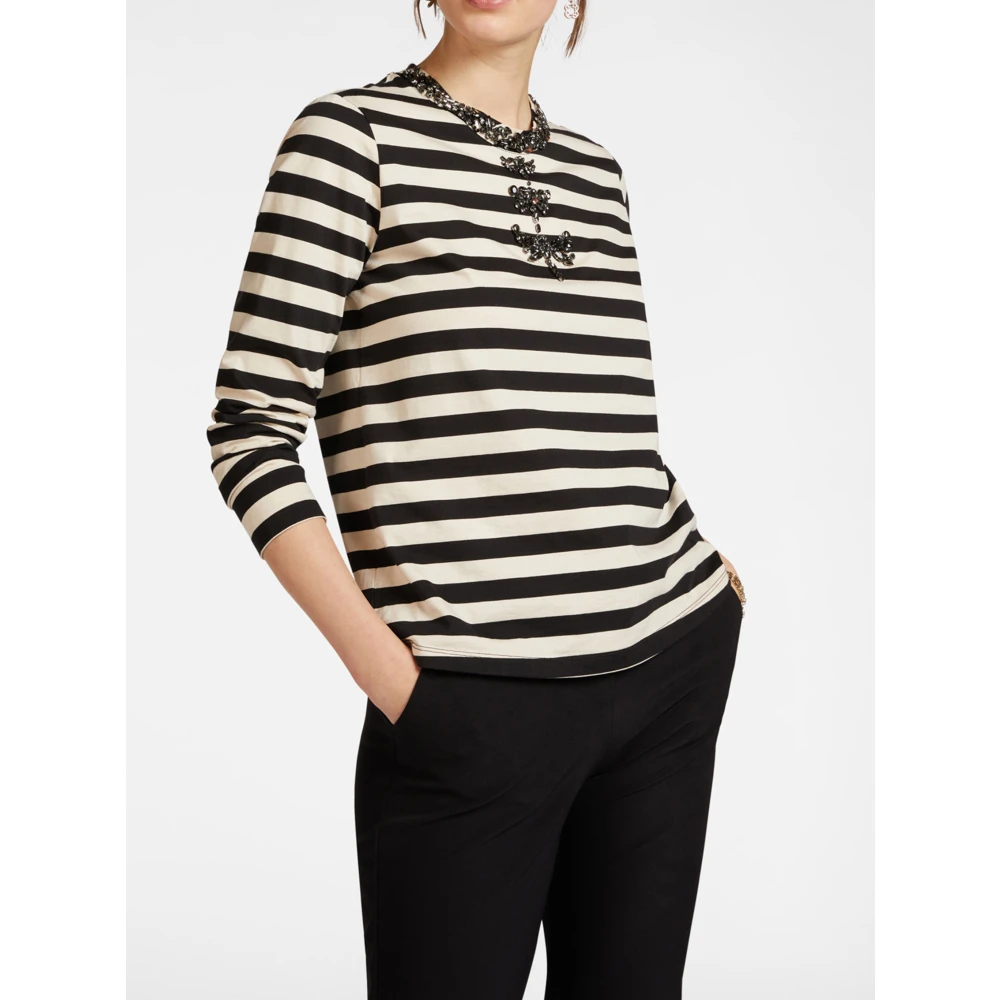 Elena Mirò Casual Katoenen T-Shirt Black Dames