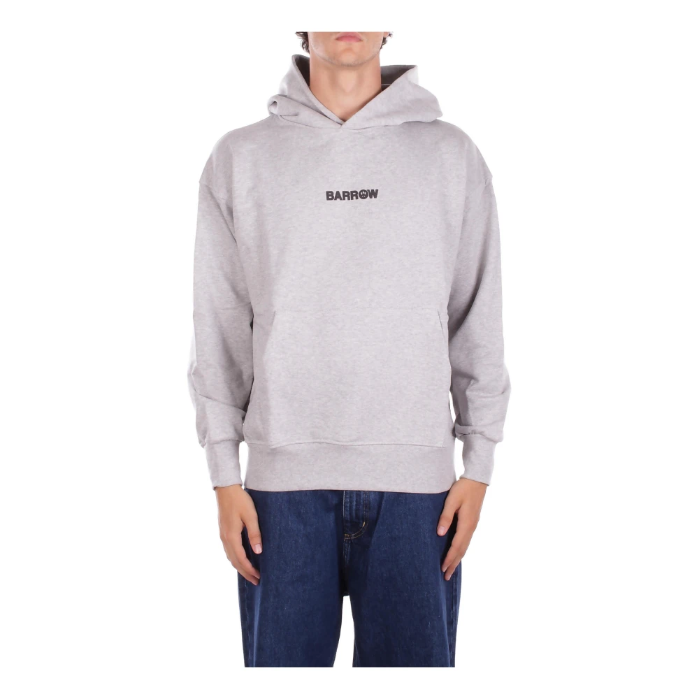Barrow Gray Grey Hoodie With Front And Back Print - Male - Hoodies - S - Sweatshirts & Hoodies