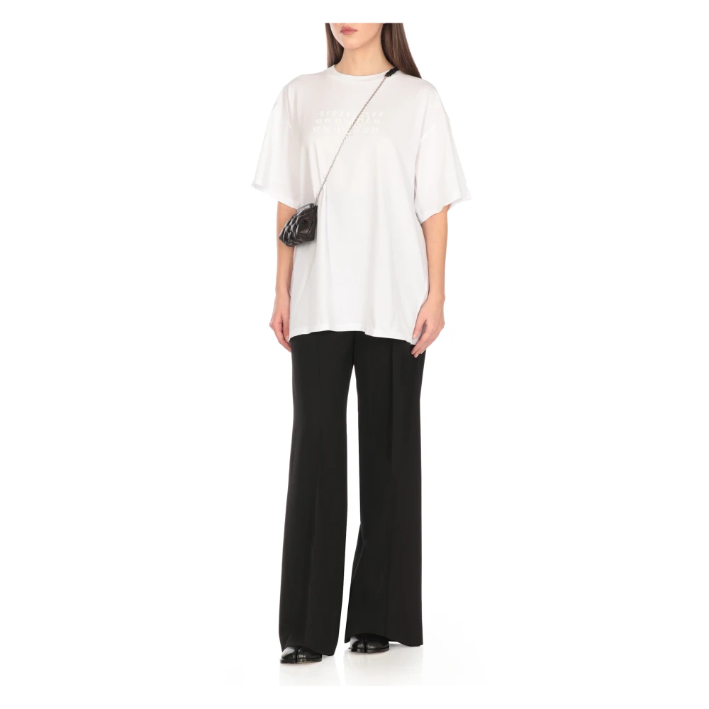 MM6 Maison Margiela Wit Katoenen T-shirt met Iconisch Logo White Dames