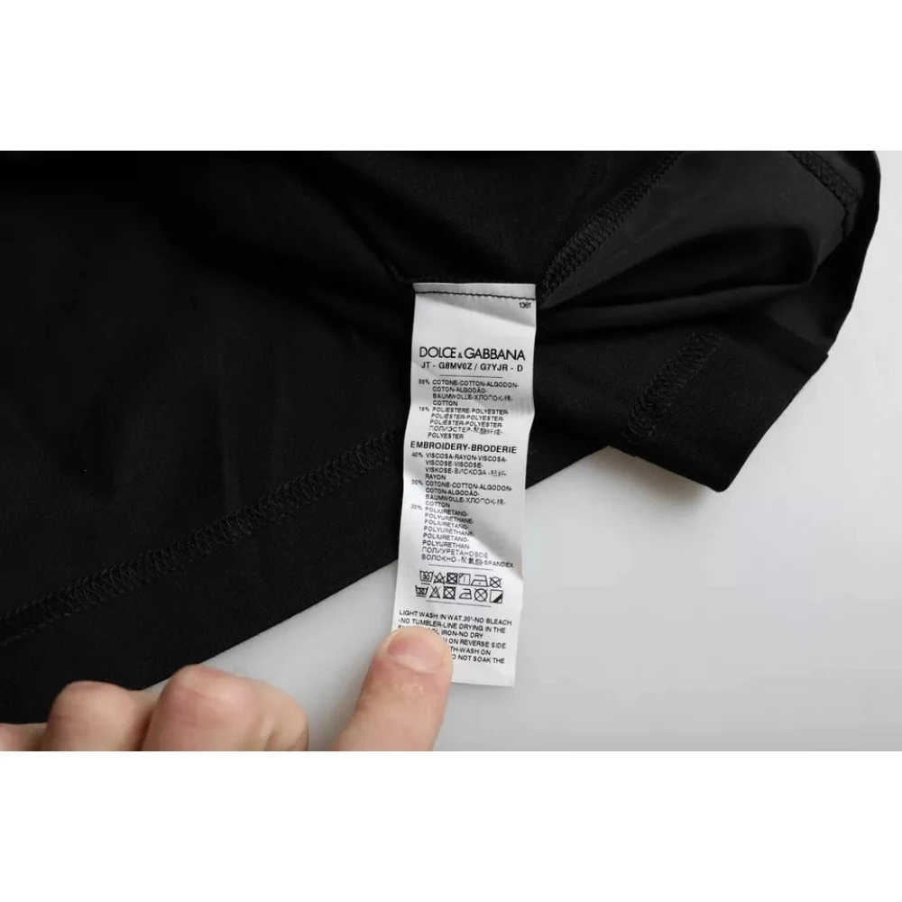 Dolce & Gabbana Zwart katoenen T-shirt met korte mouwen Black Heren