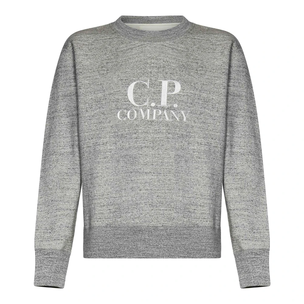 C.P. Company Grijze Sweatshirt Aw24 Elegant Logo Borduurwerk Gray Heren