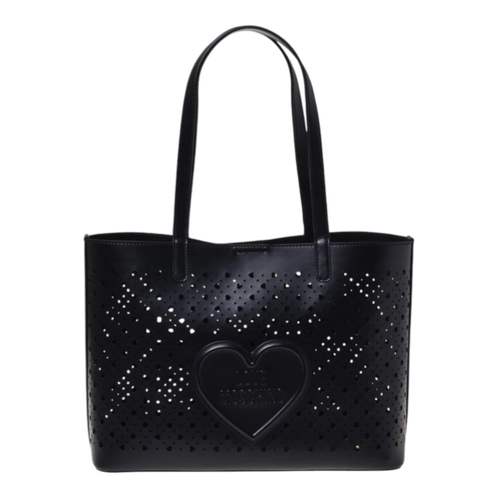 Love Moschino , Shopping Bags, Female, Black, One Size, Heart Cutout Tote