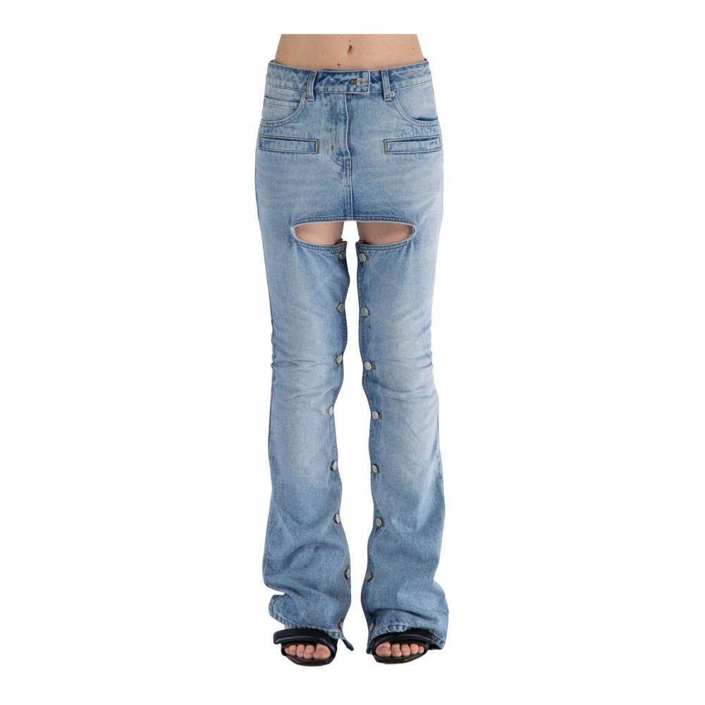 Courrèges Women's Blue Denim Flared Jeans With Cut-Out