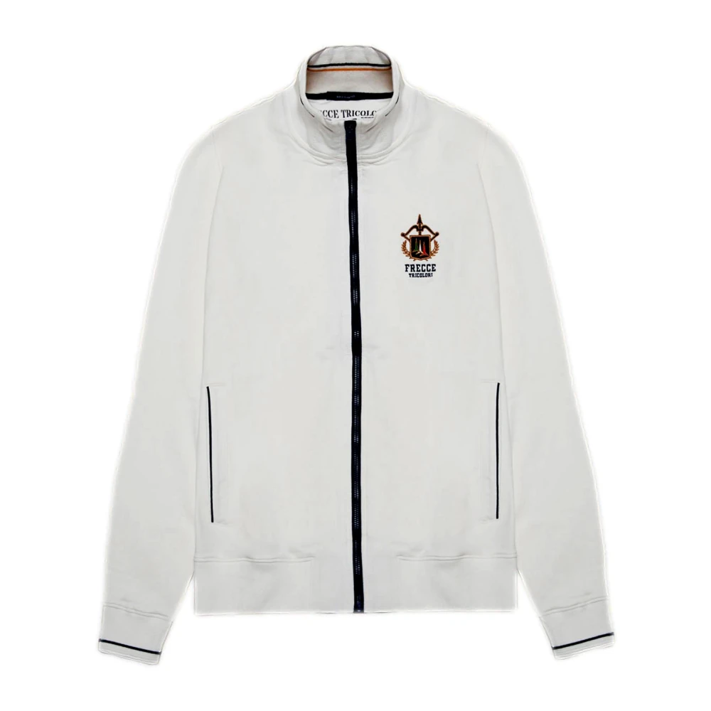 Aeronautica Militare Men's White Zip-Throughs, 2XL, Tricolori Arrows Embroidered Sweatshirt