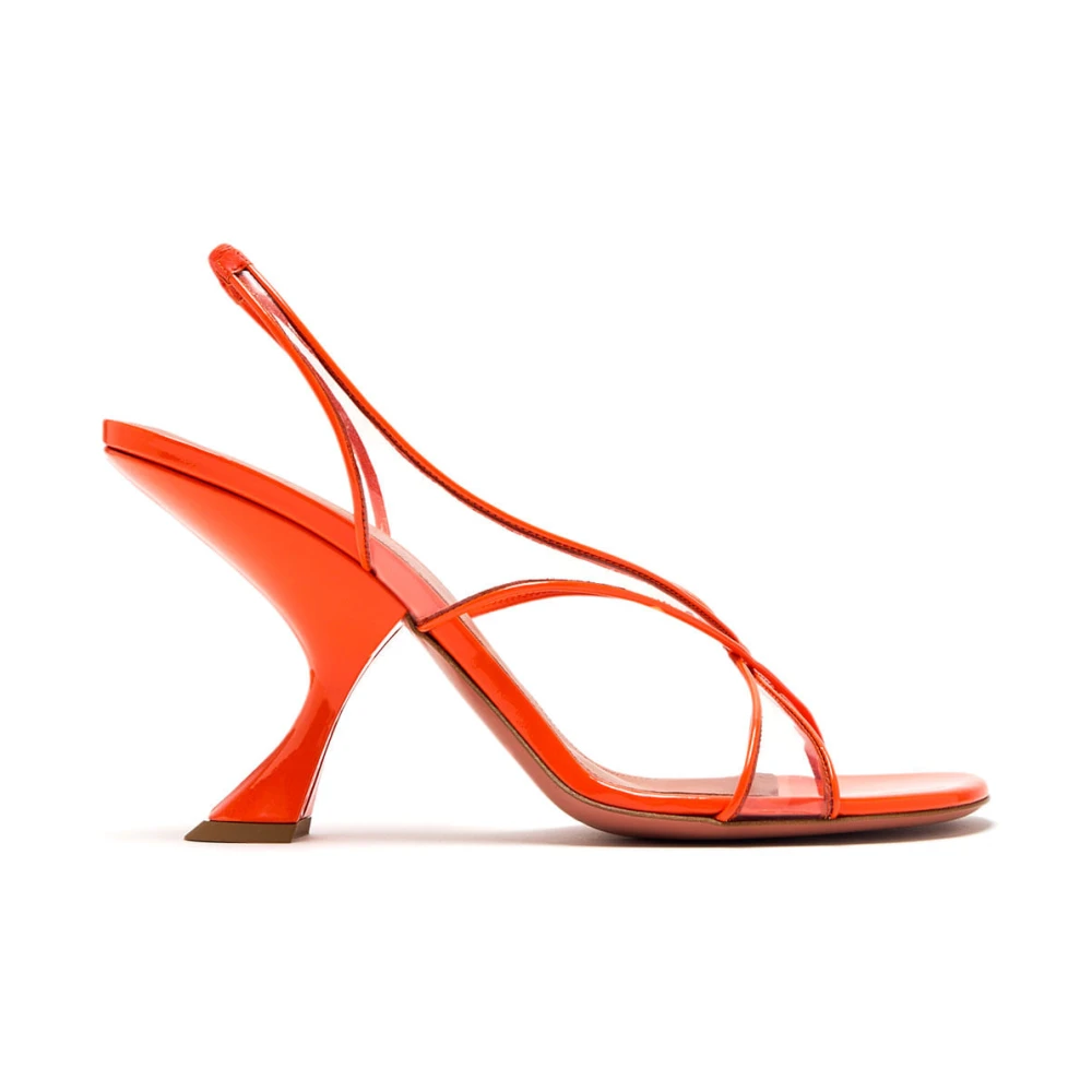 Amina Muaddi Donna Arancione Scarpe, 38 1/2 Eu, New,