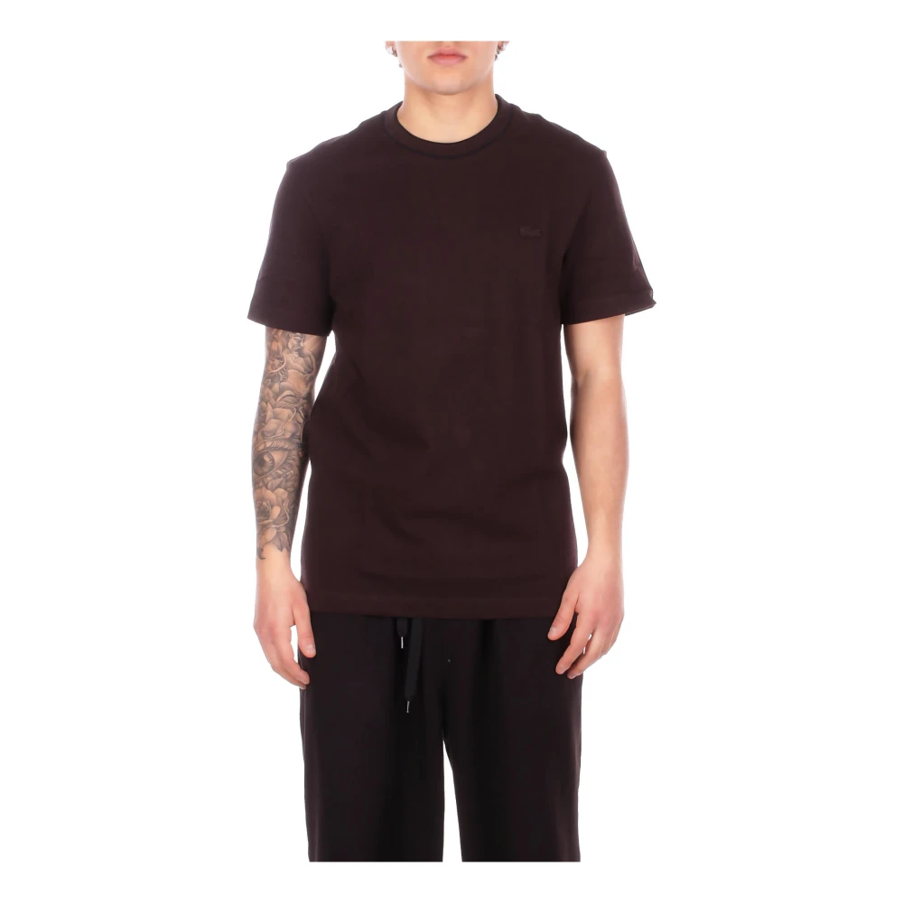 Lacoste Herr Brun Toppar Xl, Bomull, Front Logo T-Shirt