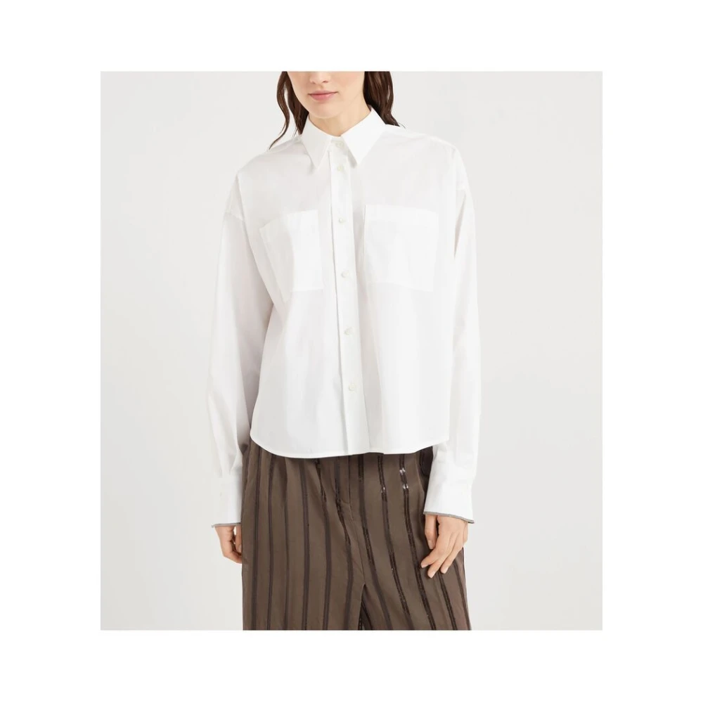 BRUNELLO CUCINELLI Witte Klassieke Overhemd met Knoopsluiting White Dames