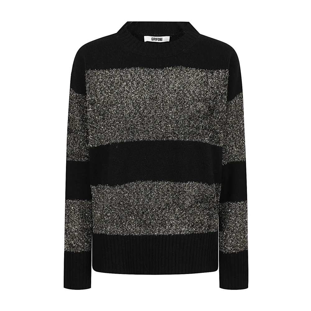 Mauro Grifoni Gestreepte Bicolor Wollen Trui Black Heren