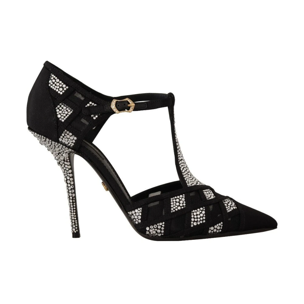 Dolce & Gabbana Women's Black Elegant Crystal-Embellished Suede Pumps