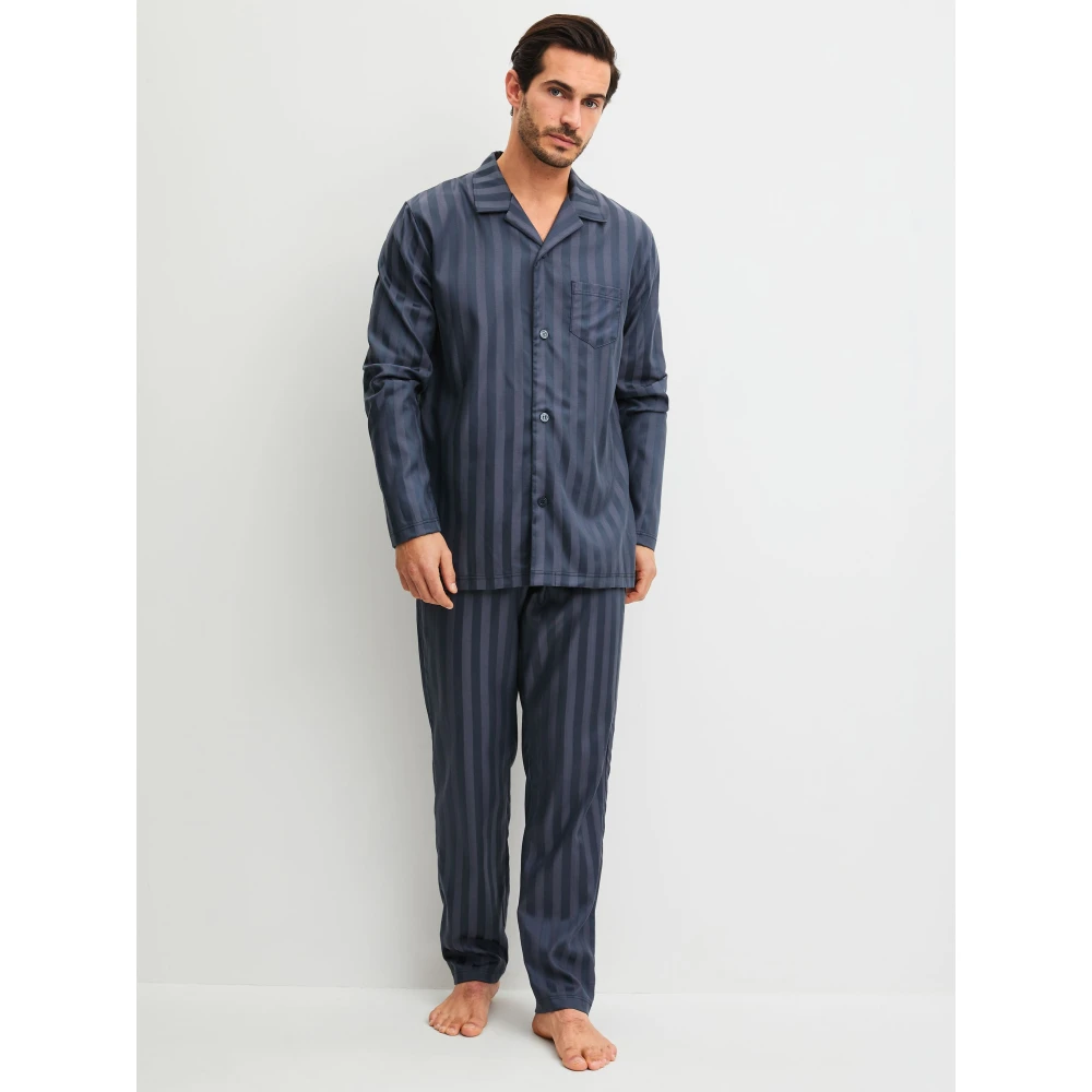 Calida - Relax Lux Pyjama - Nightwear & Lounge - Herren - Blau - M - Bild 4