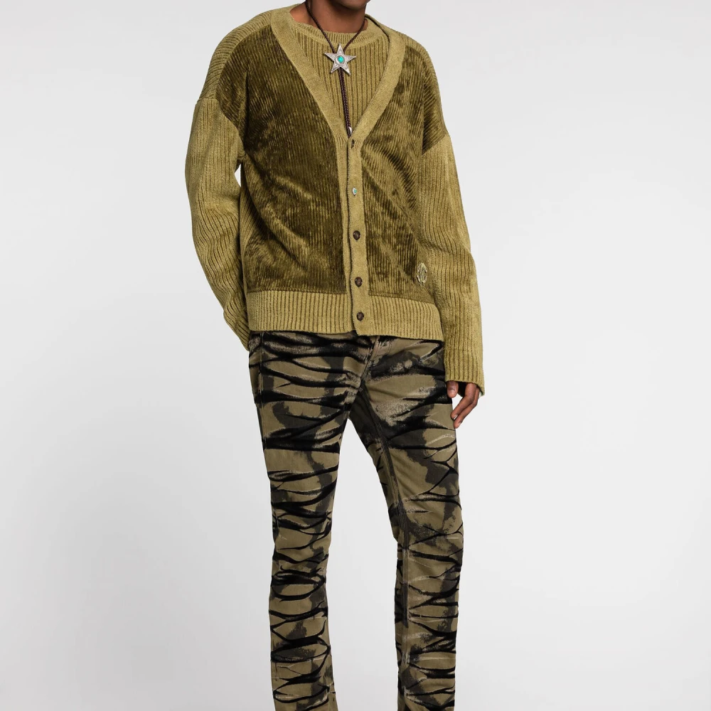 Roberto Cavalli Slim-Fit gebleekte jeans met tijgerpatch Green Heren
