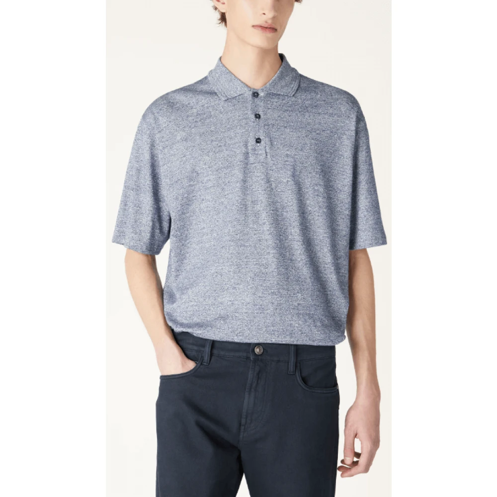 Loro Piana Blauw Oversized Polo T-shirt Katoen Tee Blue Heren