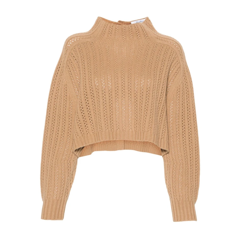 Max Mara Brown Cashmere Knitwear, Female, Xs, Camel Wool-Cashmere Jumper Knit